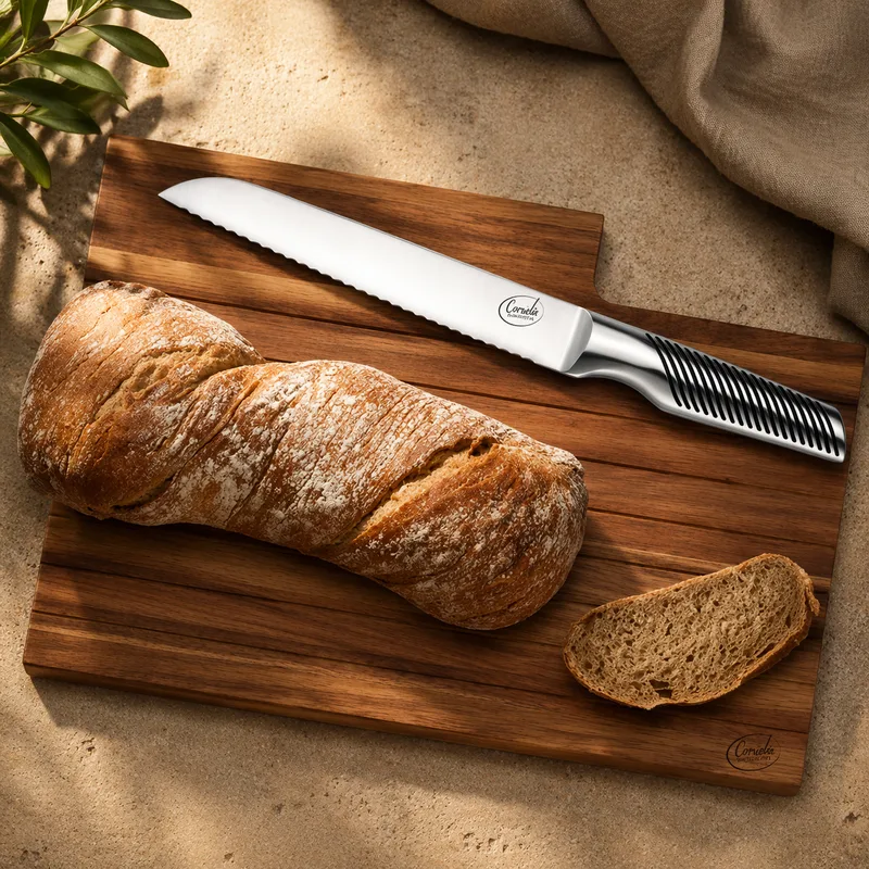 לוח עץ טבעי + סכין לחם 21 סמ להב עם חריטה אישית