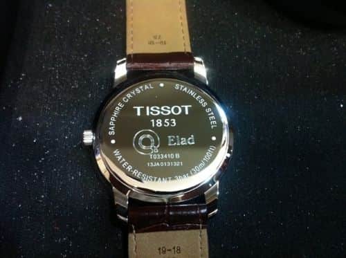חריטה ממוחשבת על שעון TISSOT