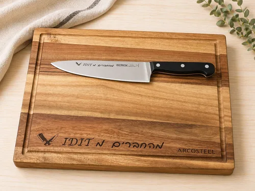 בוצ'ר ארקוסטיל + סכין שף BEROX 21 ס"מ להב עם חריטה אישית