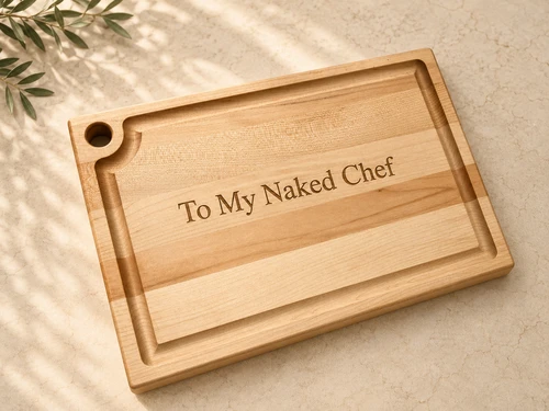 בוצ'ר עץ מייפל 45*30 סמ עם חריטה אישית